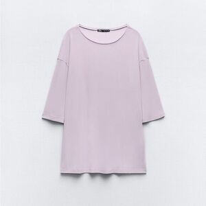 Zara Oversized fit minimalist crepe top with round neck and short‎ sleeves N104